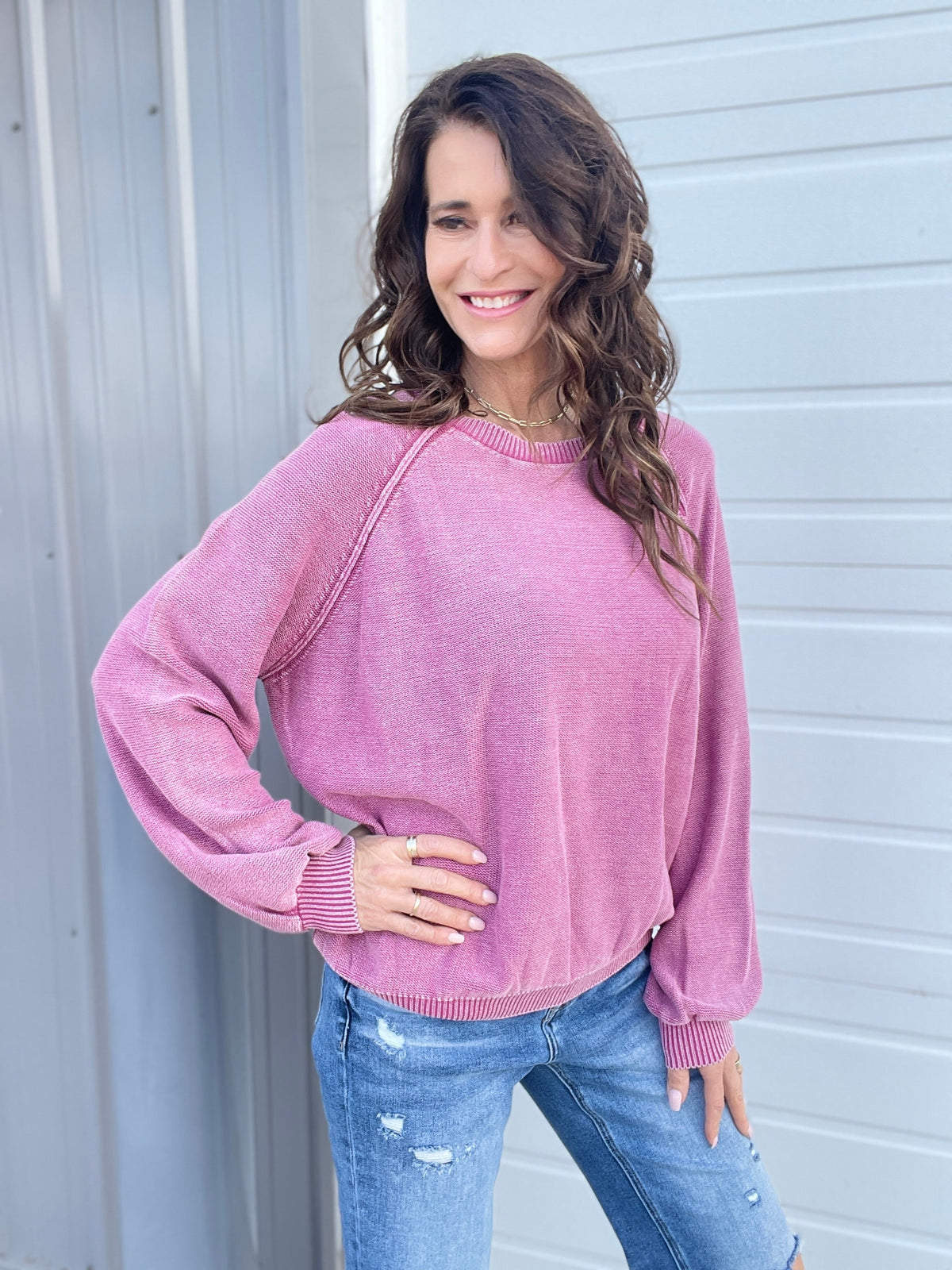 Love For Me Mineral Washed Sweater In 2 Colors