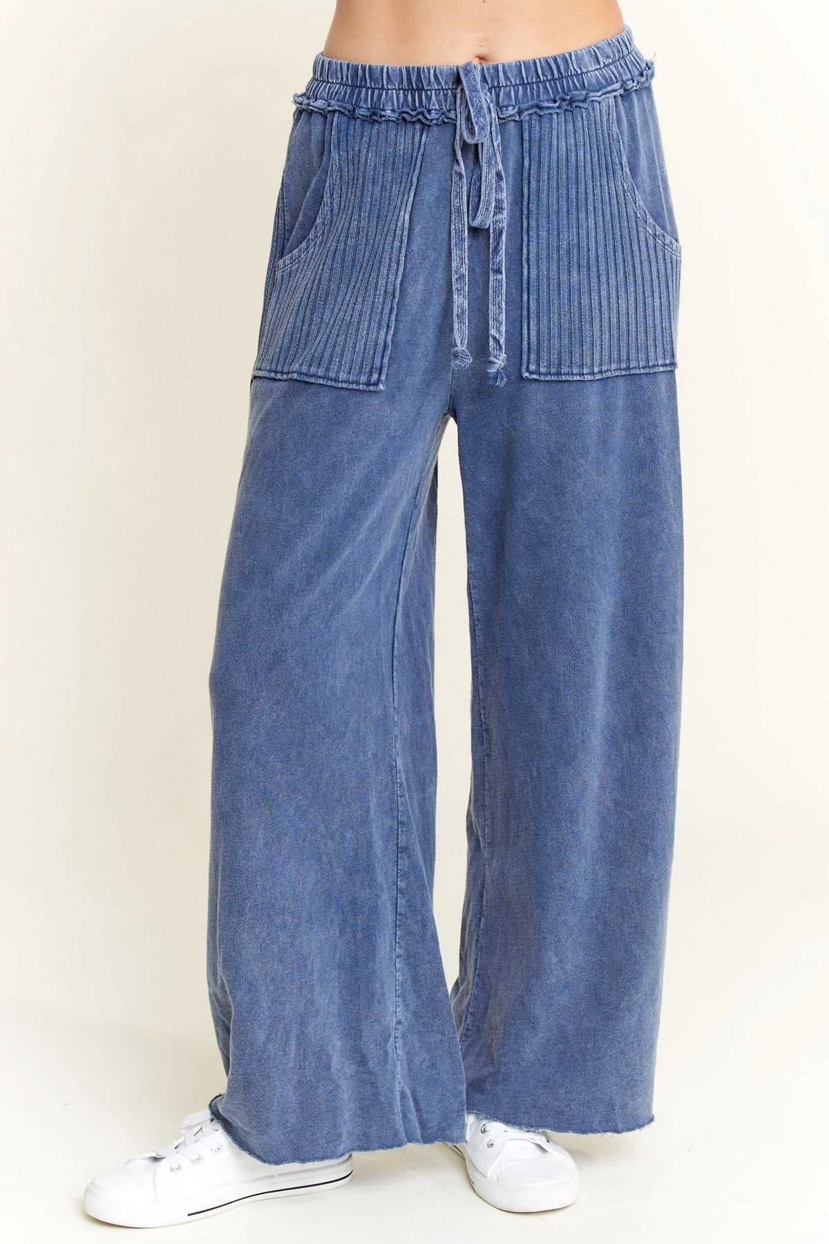 Lucky Lady Ribbed Accent Easy Mineral Wash Pants in 5 Colors