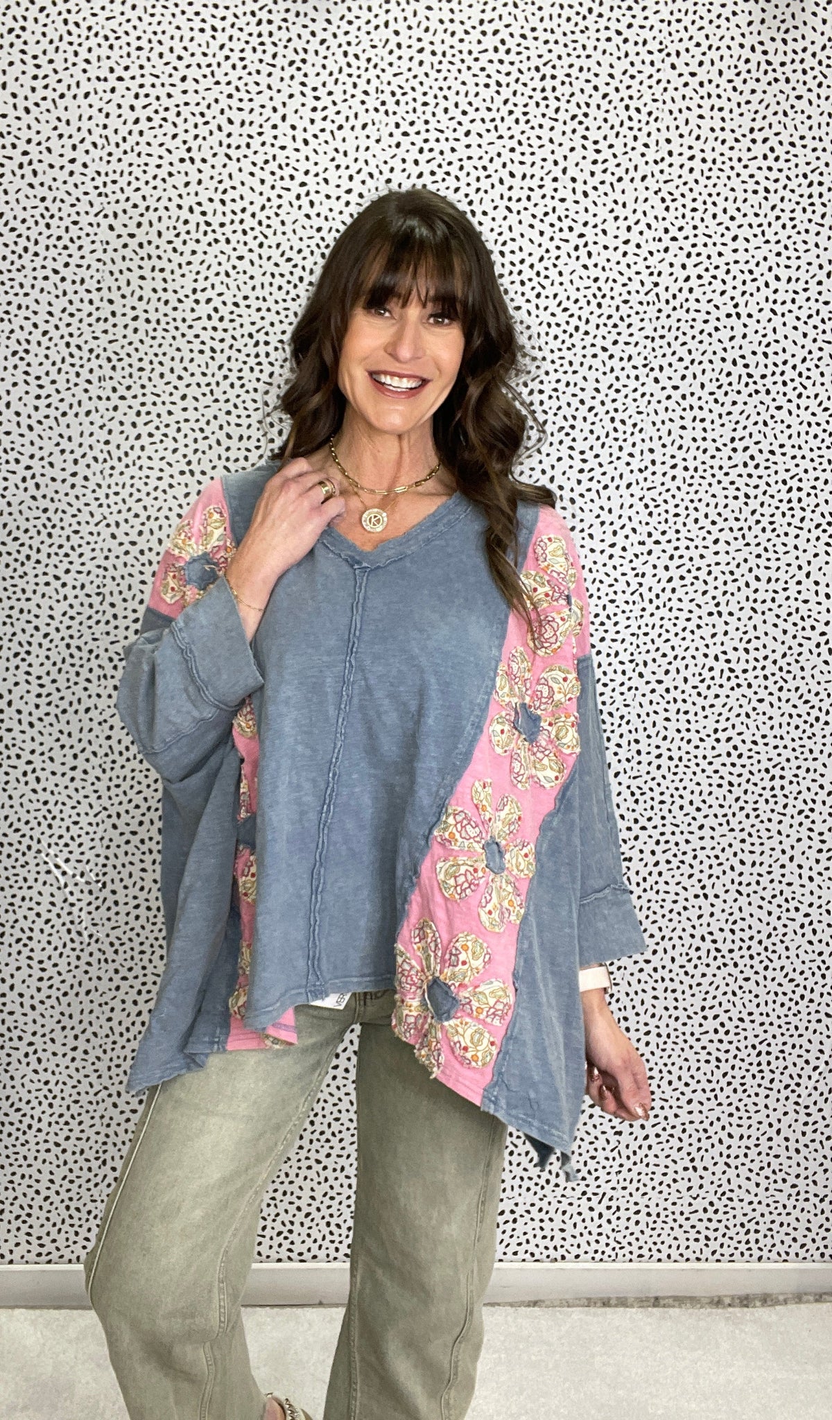 Groovy Petals Flower Patch Drop Shoulder Top In 2 Colors *Final Sale*