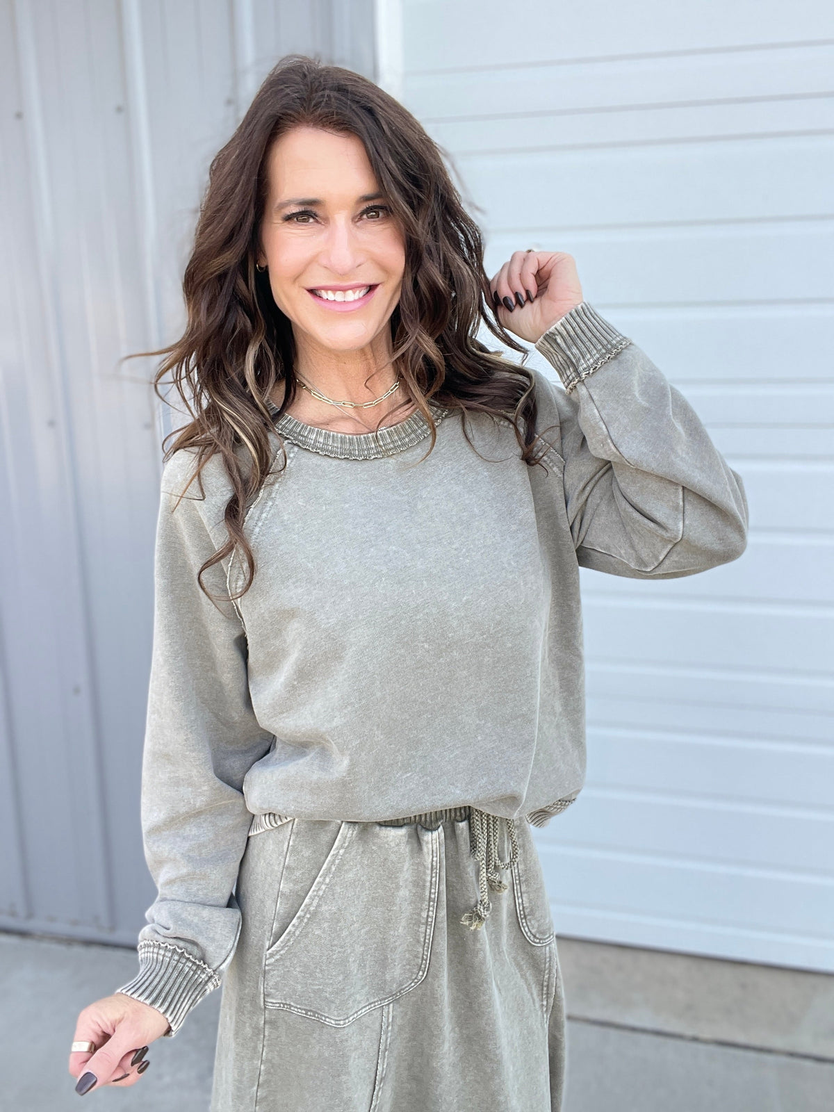 Wait For You Mineral Washed Pullover In 3 Colors: Camel, Olive, Mocha *Final Sale*