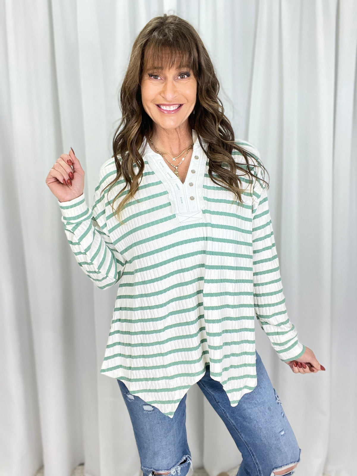 Good Chaos Striped Button Down Top In 2 Colors
