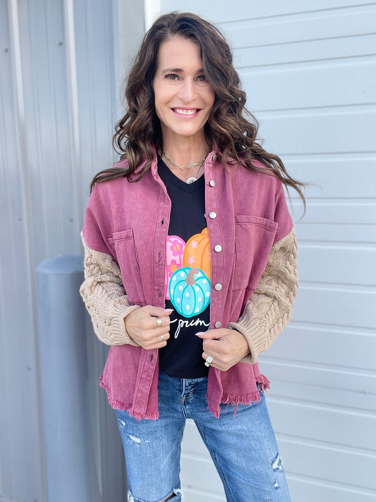 Hello Pumpkin Graphic V Neck Tee Shirt *Final Sale*