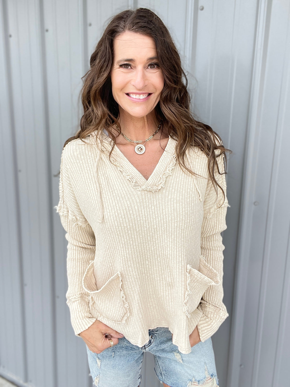 Set Your Goals Rib Knit Hoodie In 7 Colors: Khaki, Plum, Mocha, Blue, Mushroom, Oatmeal, Sage *Final Sale*