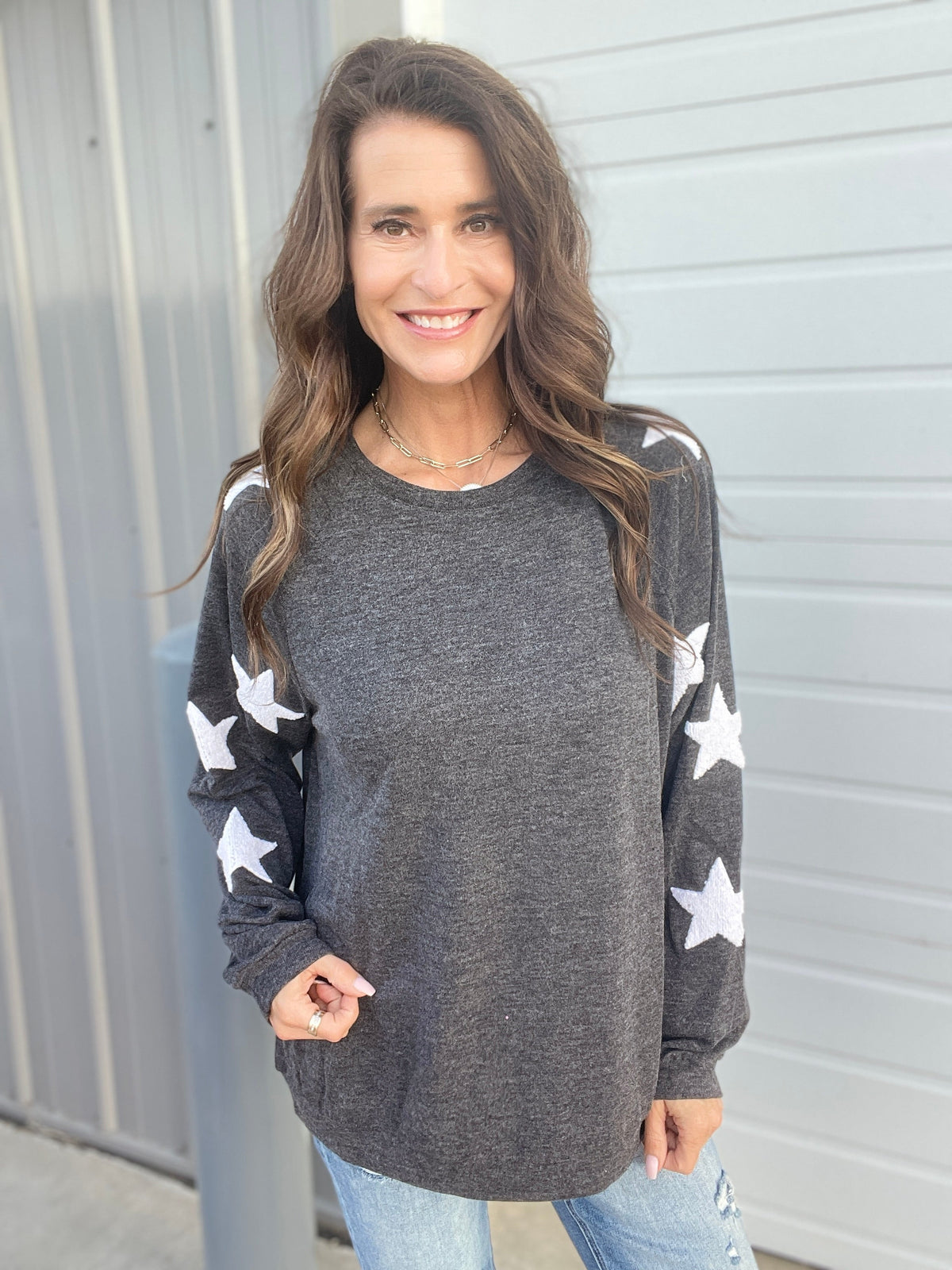 Shooting Star Knit Sweater In 3 Colors: Grey, Rose, Charcoal *Final Sale*