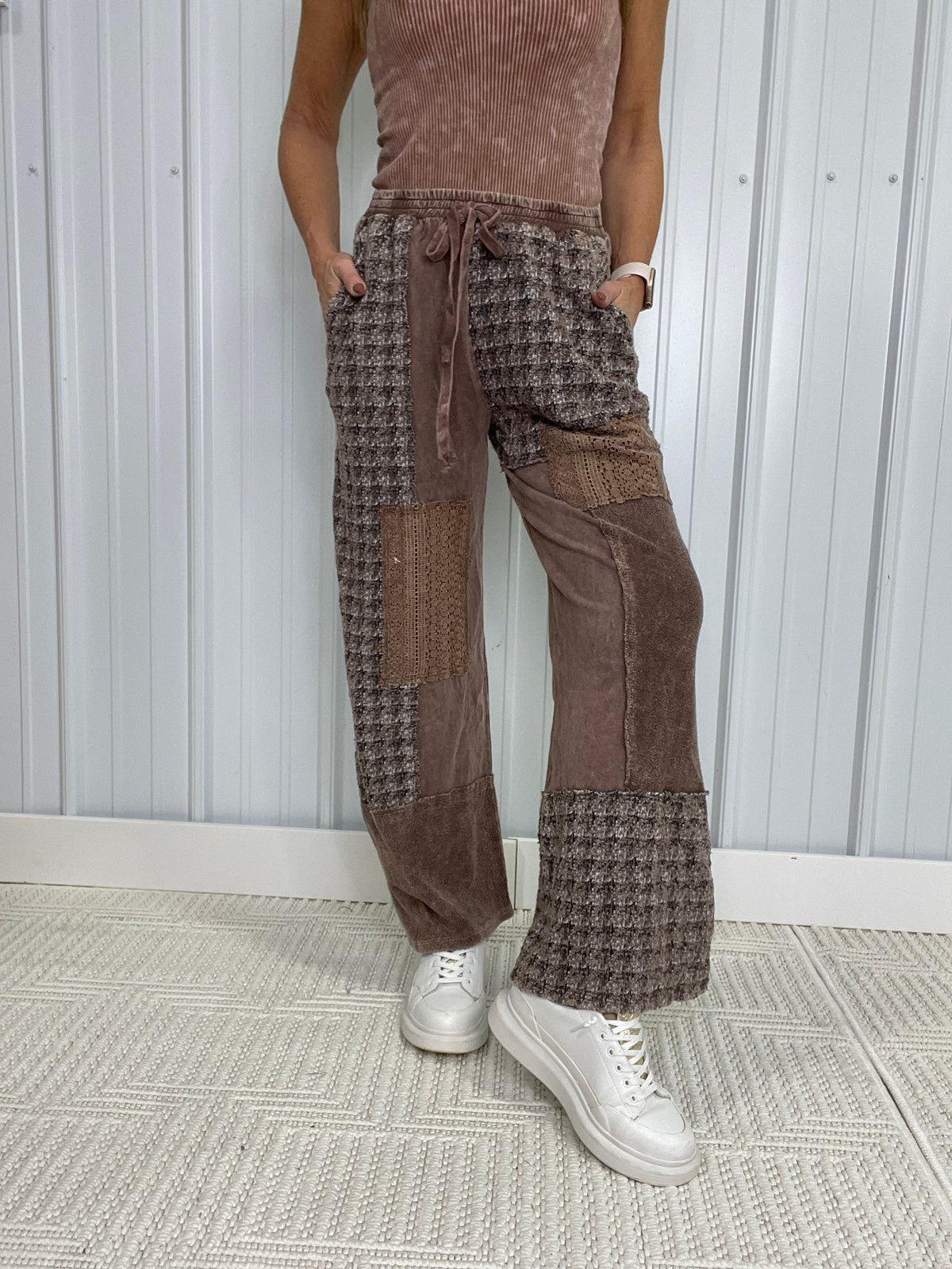 Time And Again Patch Lace Detail Pants In 2 Colors