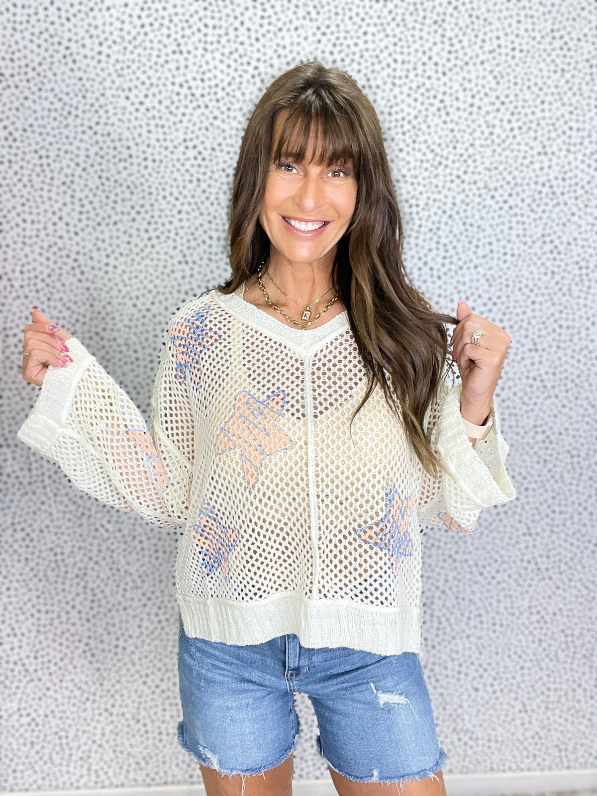 Pol Sea Breeze Mesh Knit Top In 2 Colors