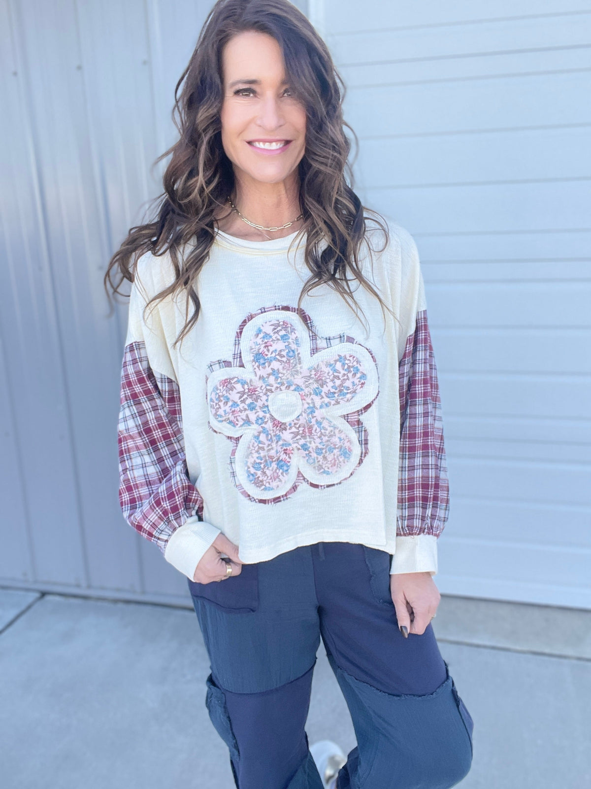 POL Rustic Bloom Knit Top In 4 Colors: Sage, Mocha, Rose *Final Sale*