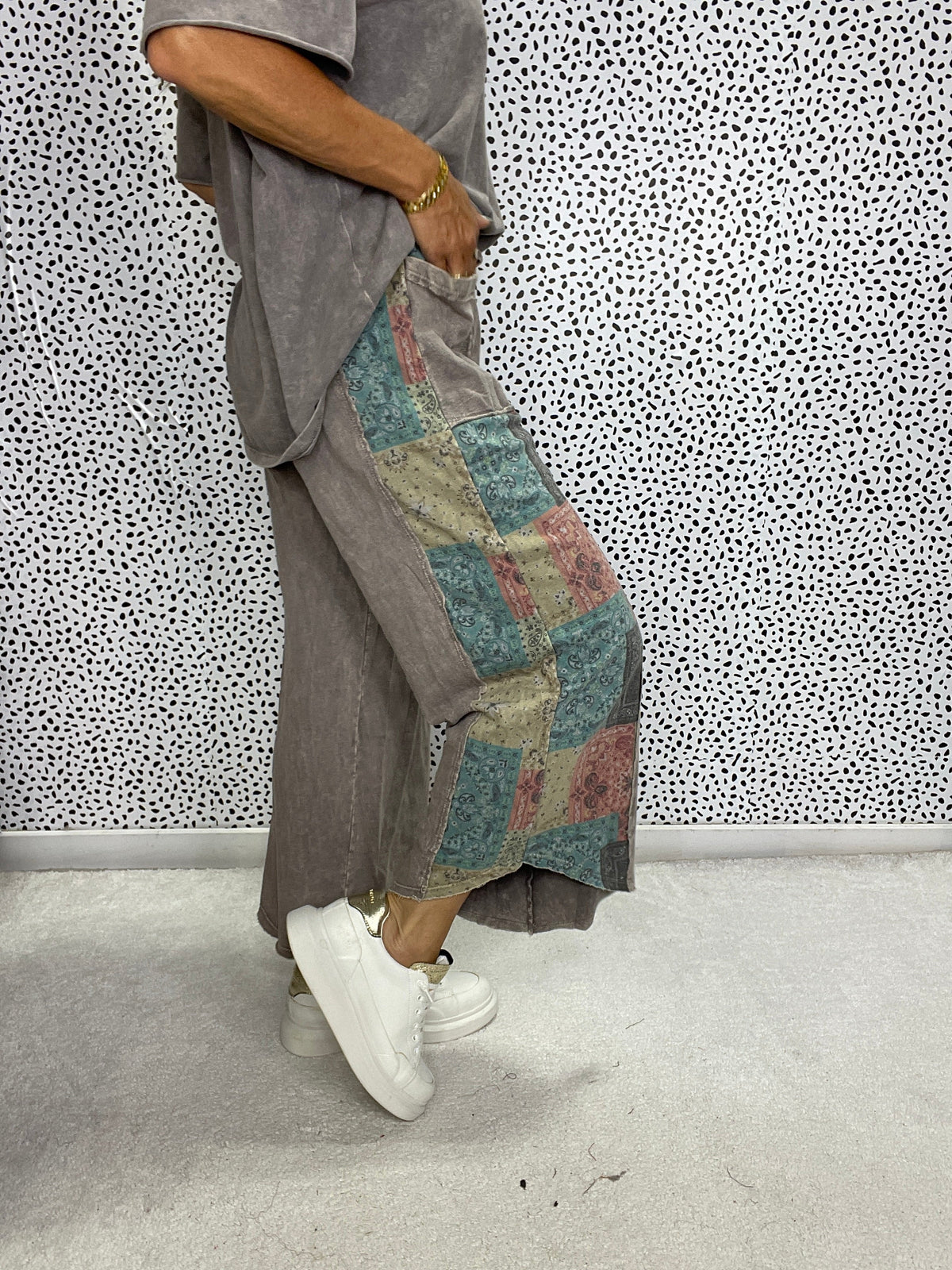 Revival Patchwork Crop Pants In 3 Colors