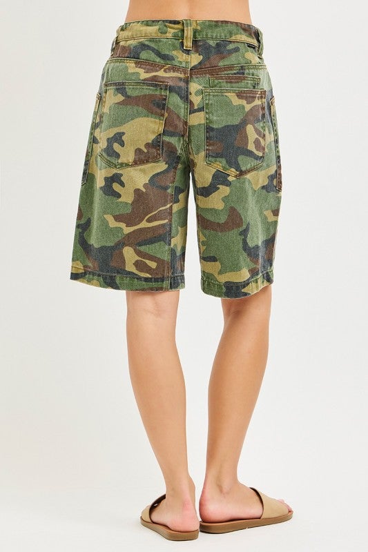 Risen In My Element Slouchy Jorts In Camo