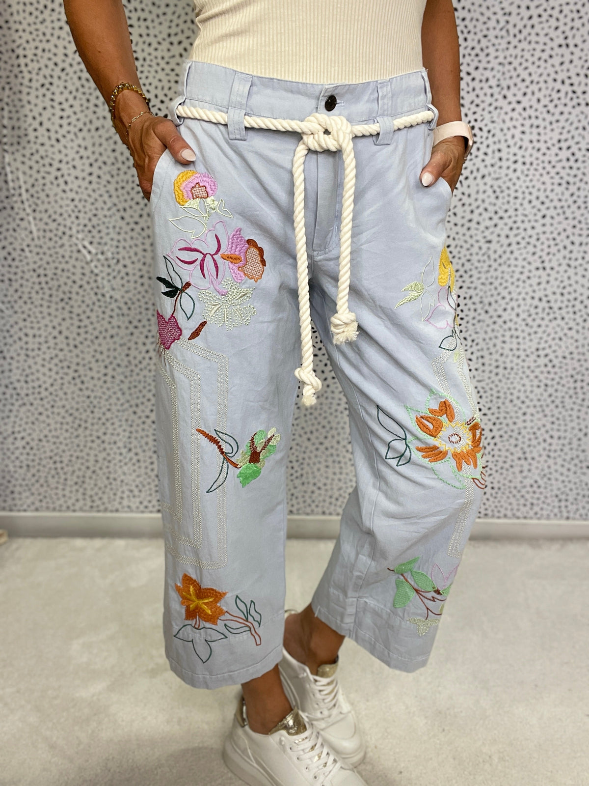 Blossom Breeze Embroidered Pants