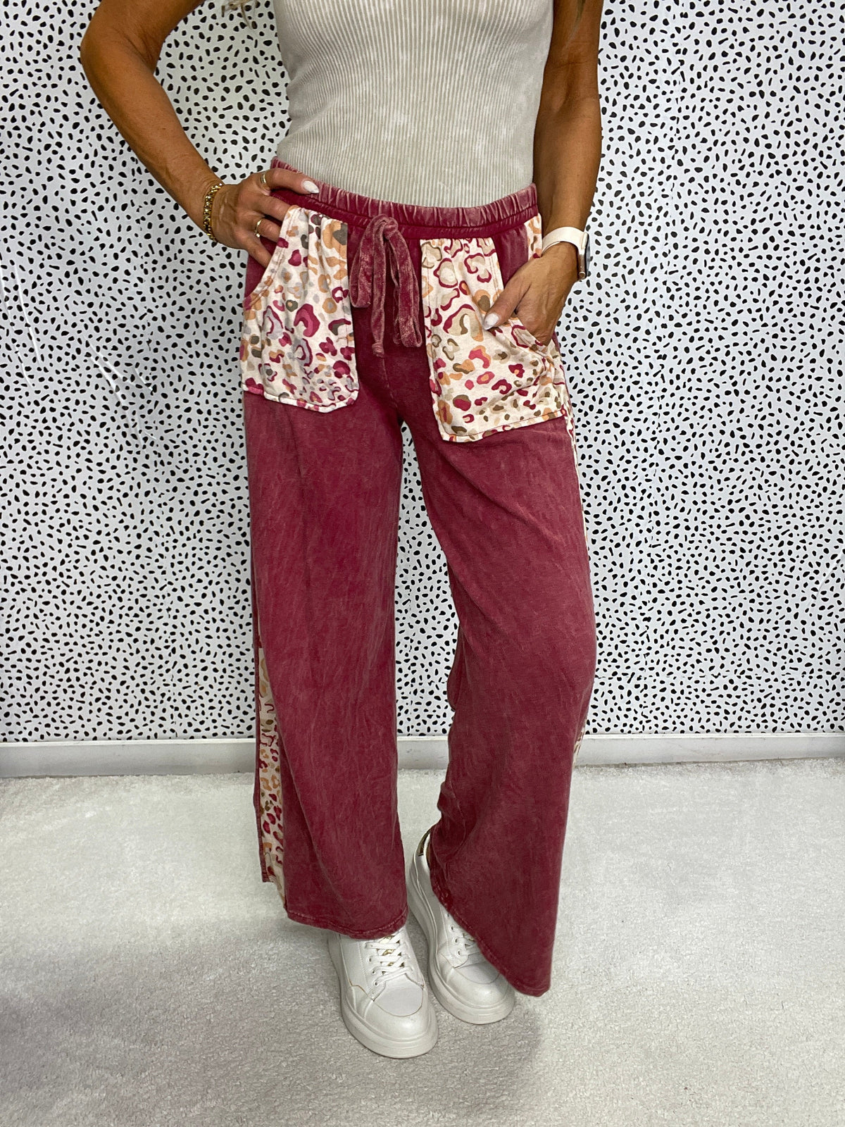 Not Sorry Wide Leg Pants In Burgundy *Final Sale*