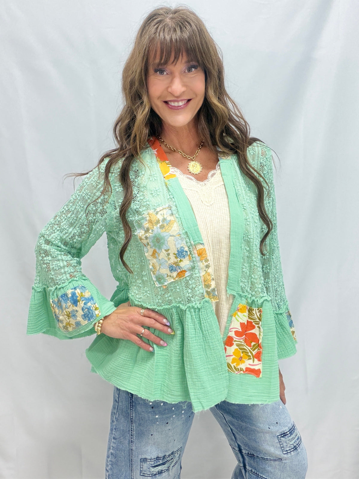 POL Bringing Sun Stretch Lace Cardigan In 3 Colors