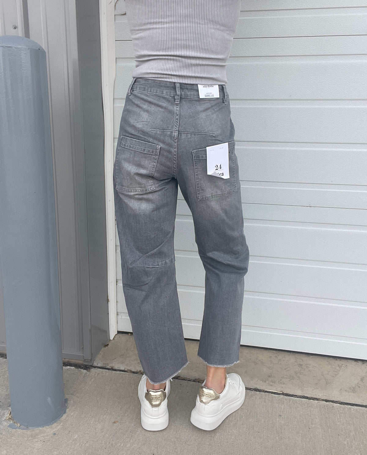 Mica Bailey Super High Barrel Leg Jeans 229 In Gray *Final Sale*