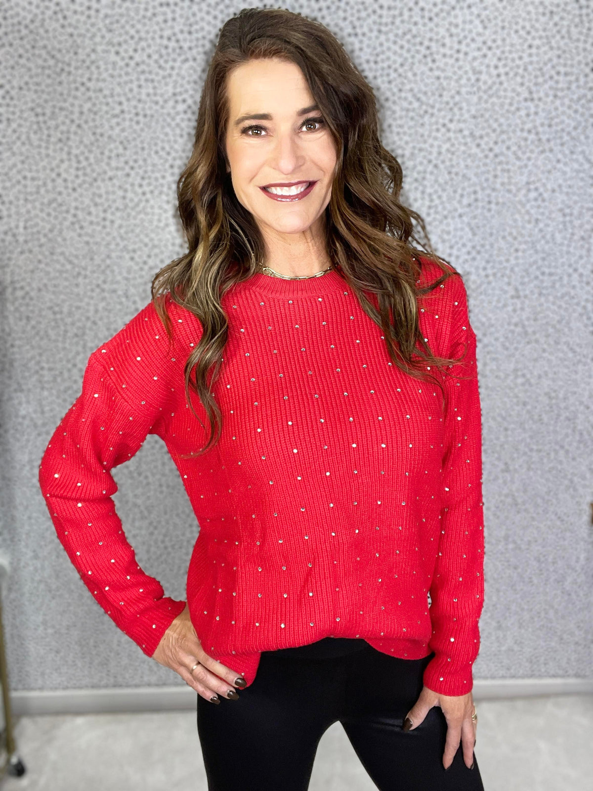Time To Shine Rhinestone Detail Sweater