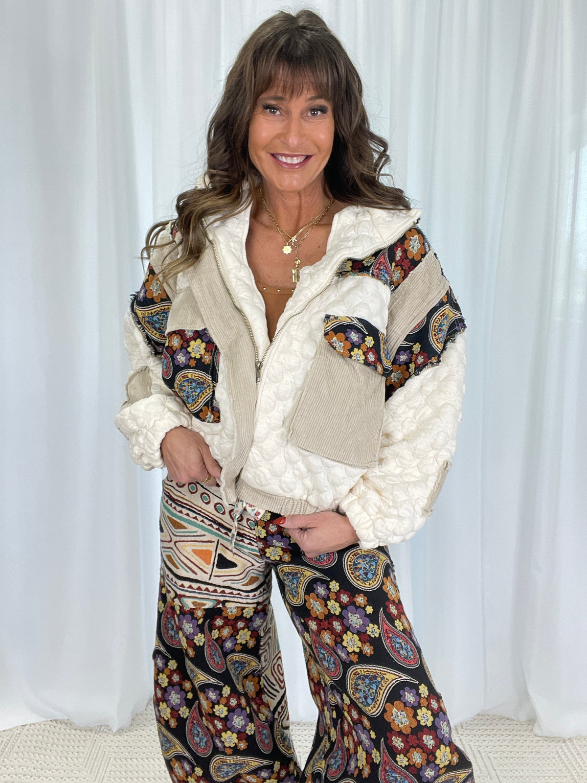 POL Pop Of Paisley Quilted Jacket