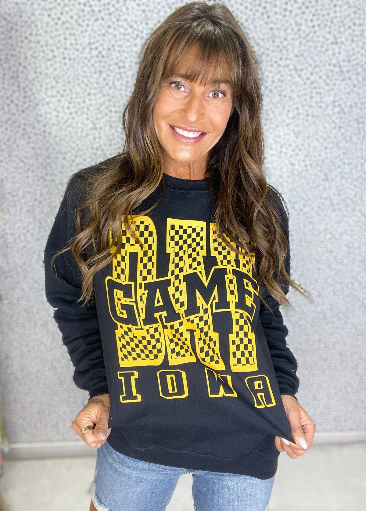 Iowa Checkered Game Day Crewneck