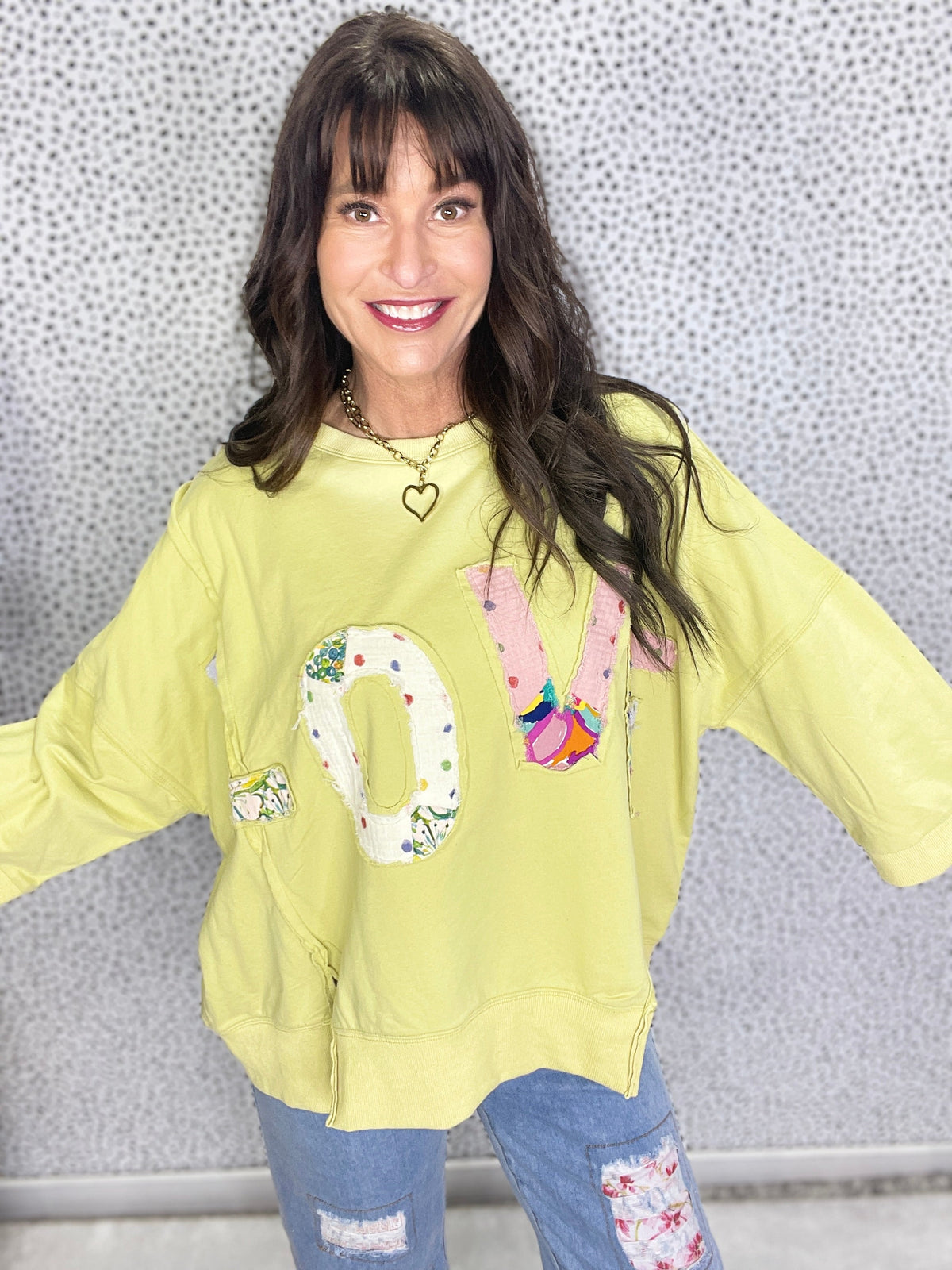 Love All Around Love Patch Terry Knit Pullover In 6 Colors