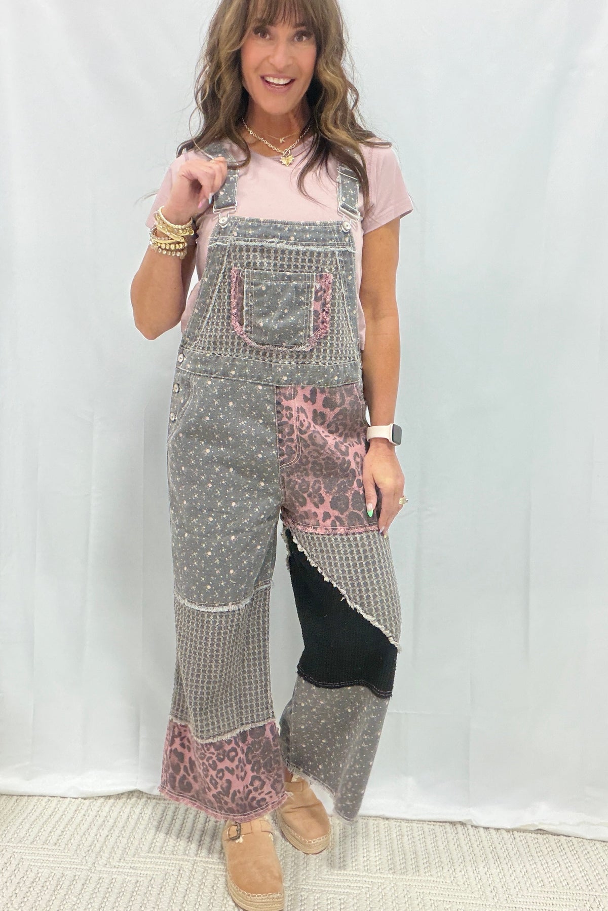 POL Patchwork Meadow Twill Overalls In 3 Colors