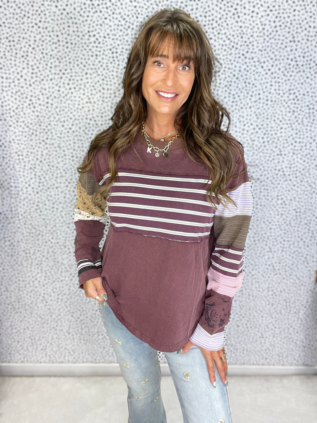 Wild Stripe Patchwork Top In 2 Colors