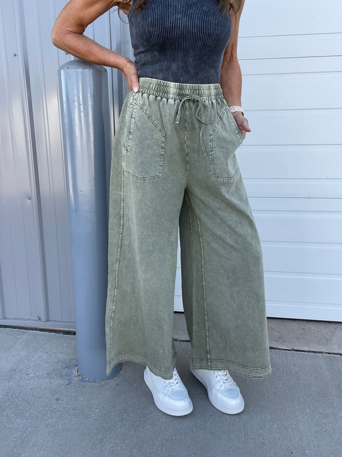 Believe Me Terry Knit Pants In 3 Colors: Cinnamon, Mocha, Olive *Final Sale*