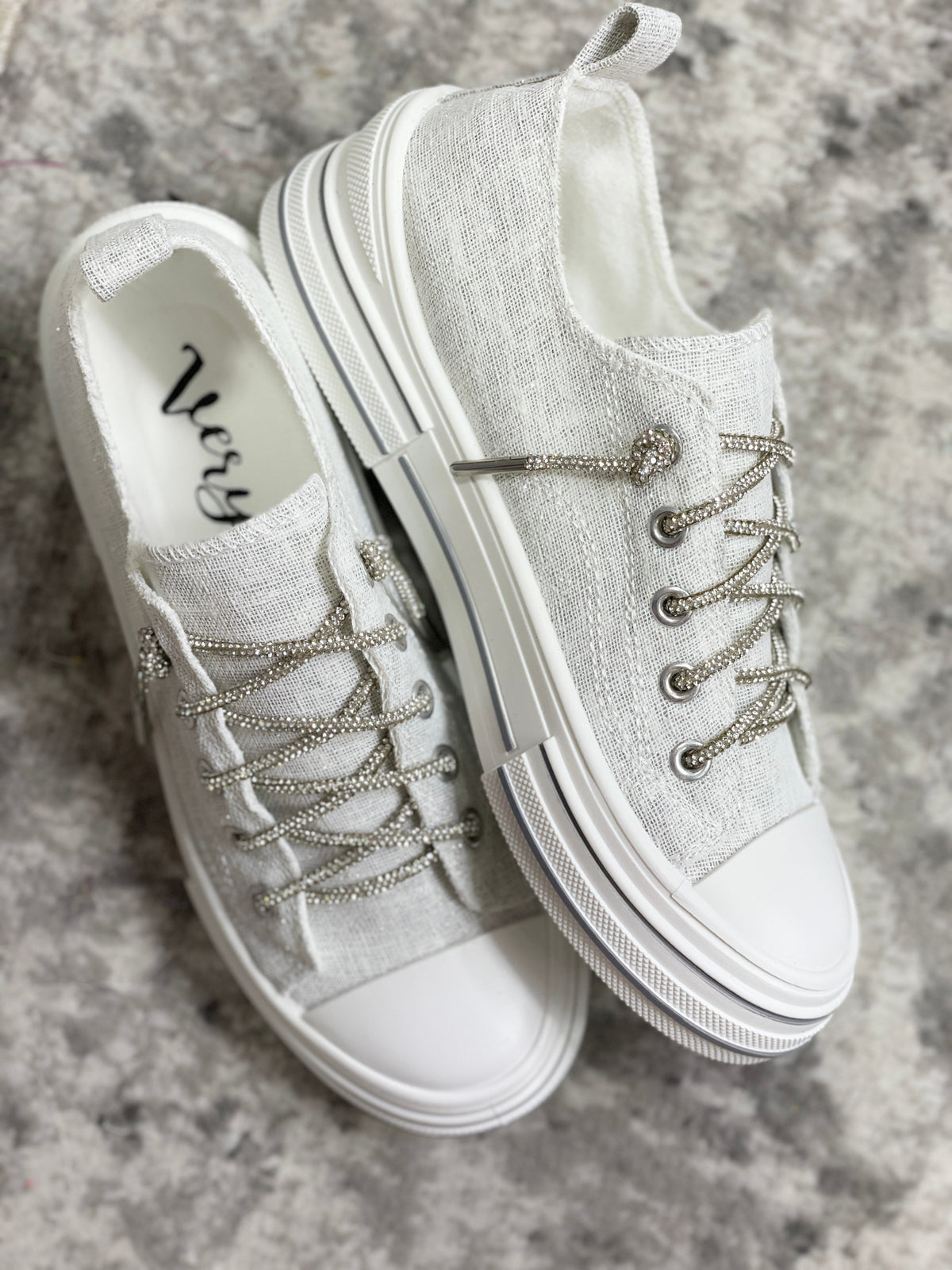 Very G Aman White Sparkle Bling Lace Sneakers *Final Sale*