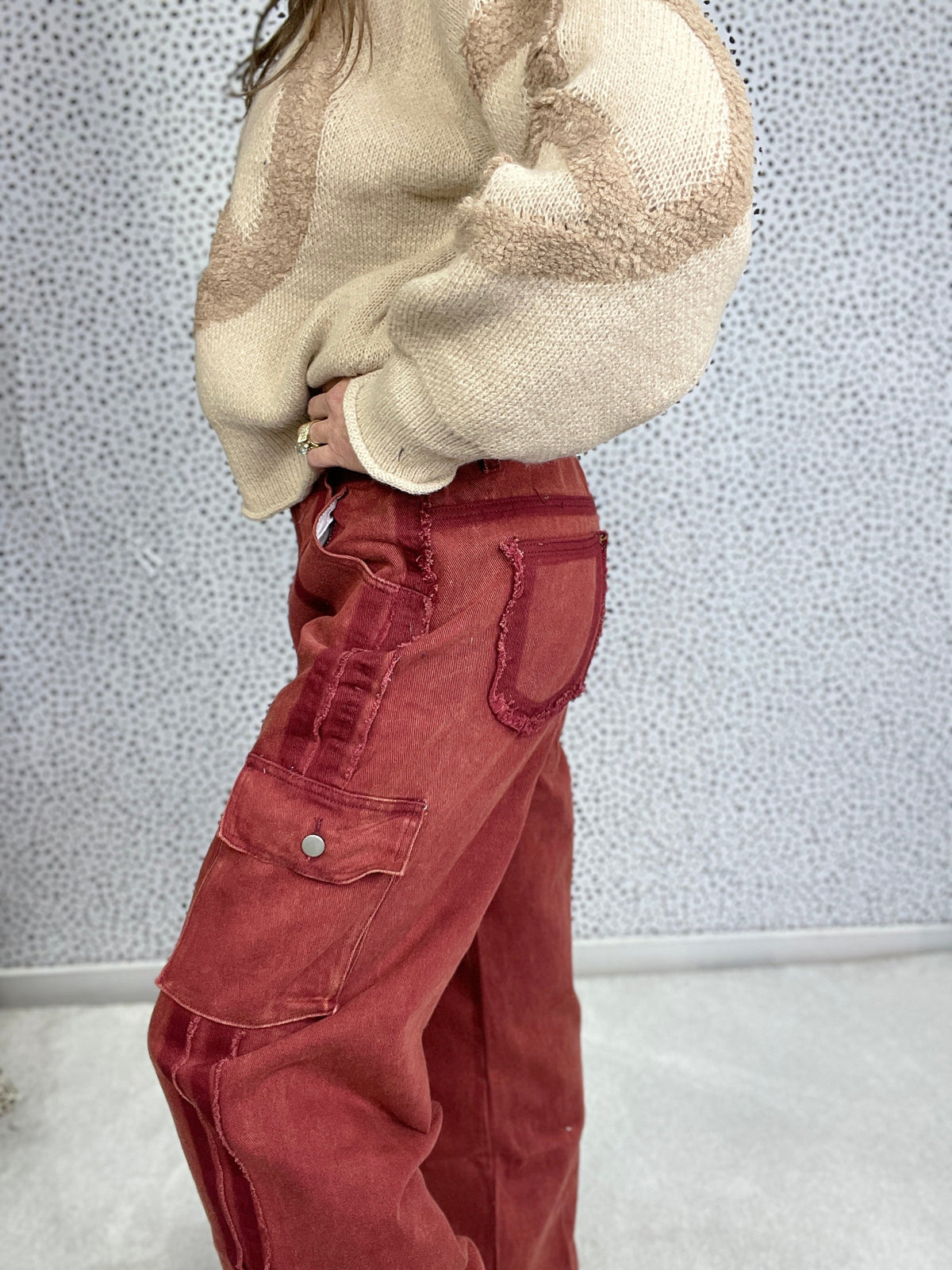 POL End Zone Vintage Wash Joggers In Brick *Final Sale*