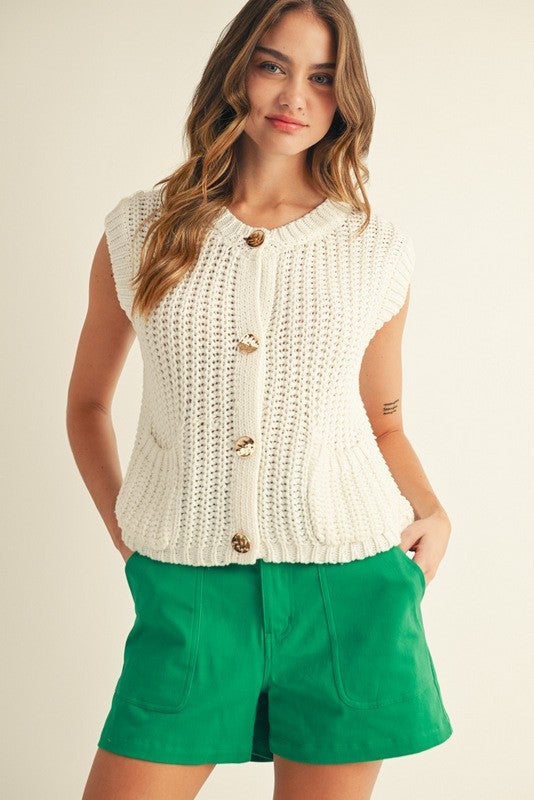 Pre-Order Button Down Comfy Sweater Vest In 3 Colors *Final Sale*