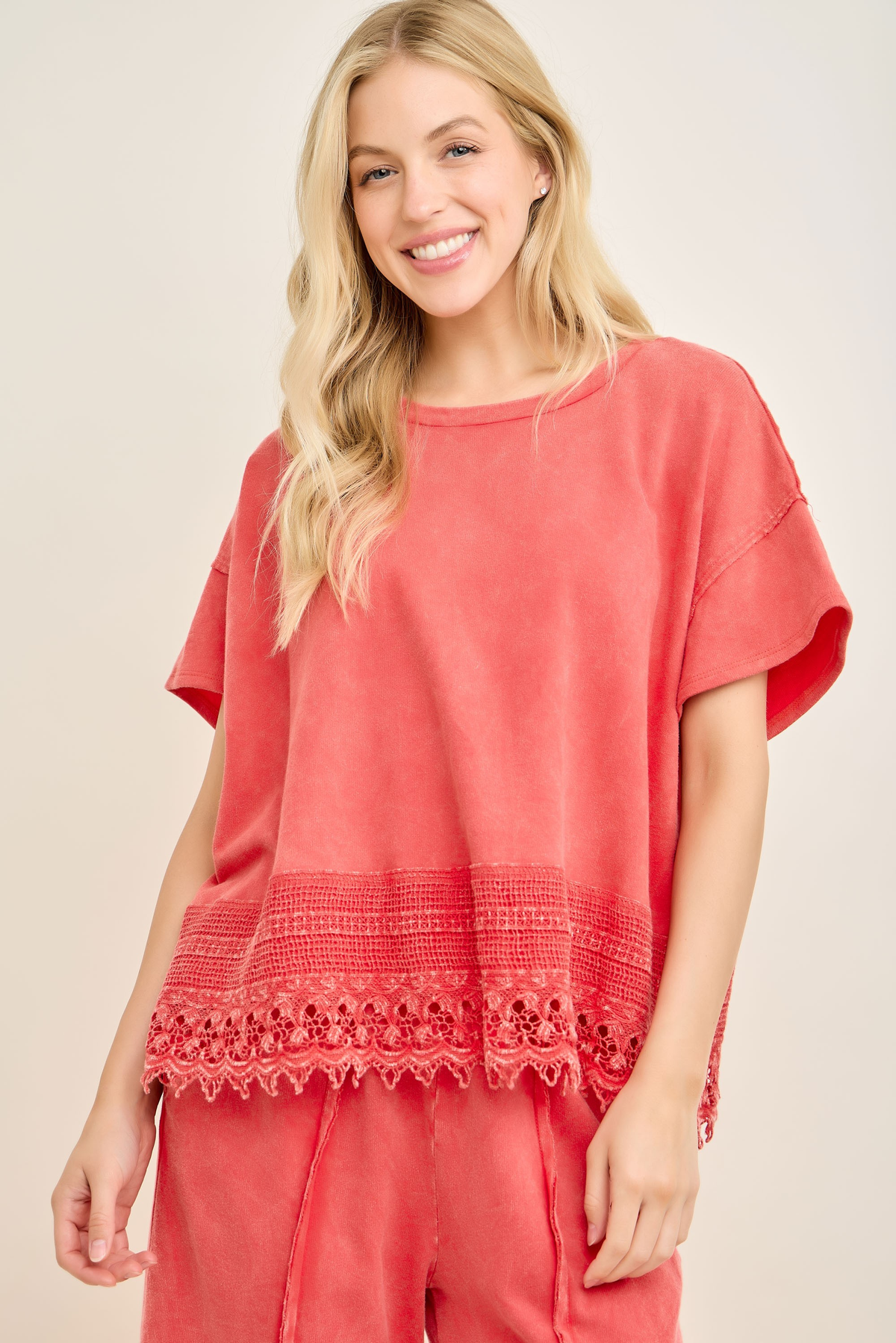 Stroll On By Lace Trimmed Top In 5 Colors