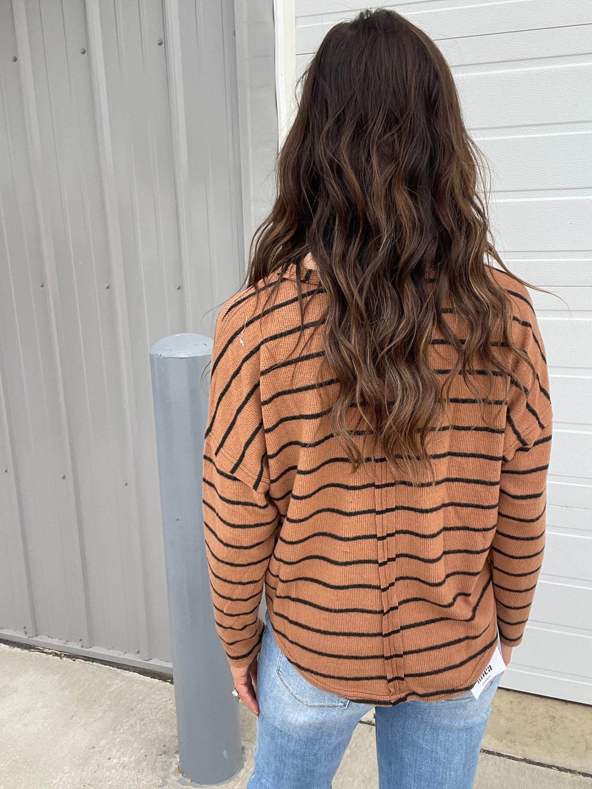 Coming True Long Sleeve Striped Top In Brown *Final Sale*