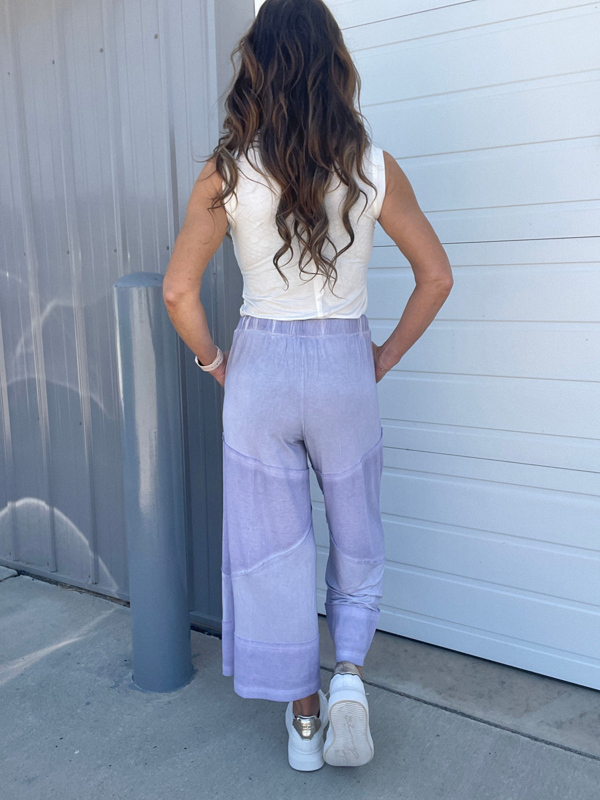 Pol Play Date Loose Wide Leg Cropped Pants In 7 Colors: Aqua, Lilac, Grey, Pink, Beige, Black, Desert Sage *Final Sale*
