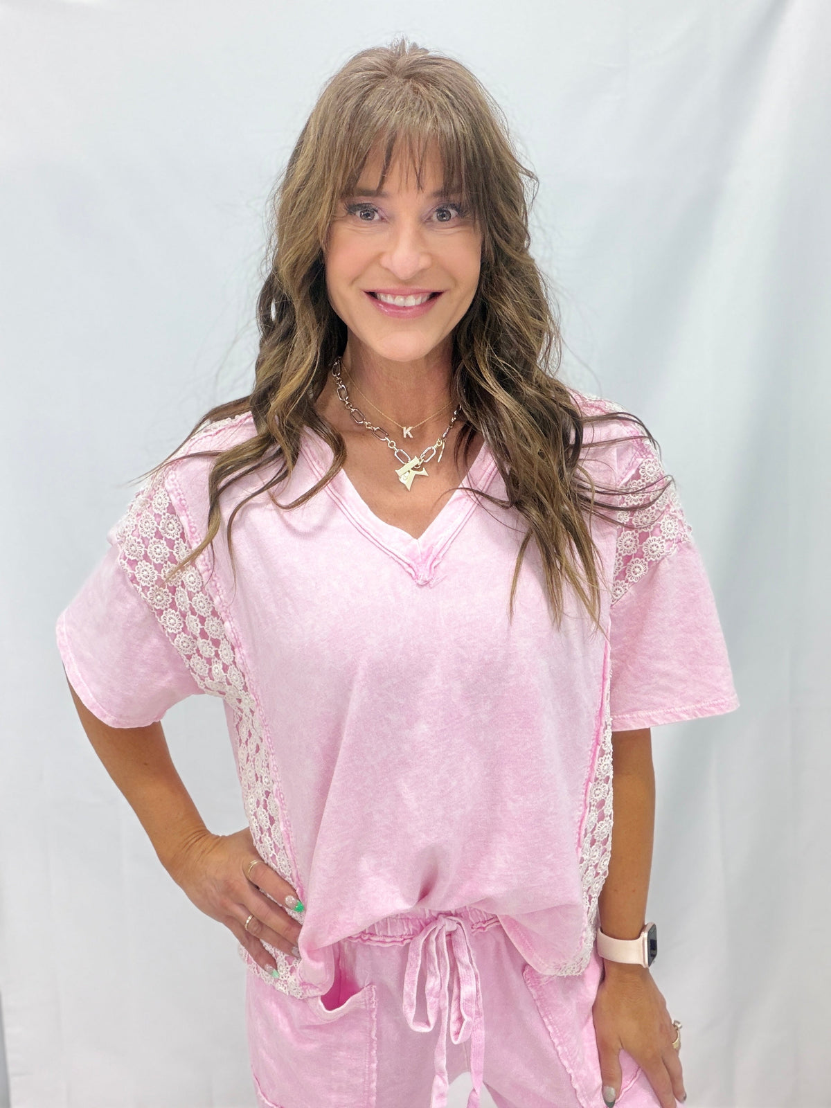 Run Out Of Time Daisy Trim V-Neck Top In 5 Colors
