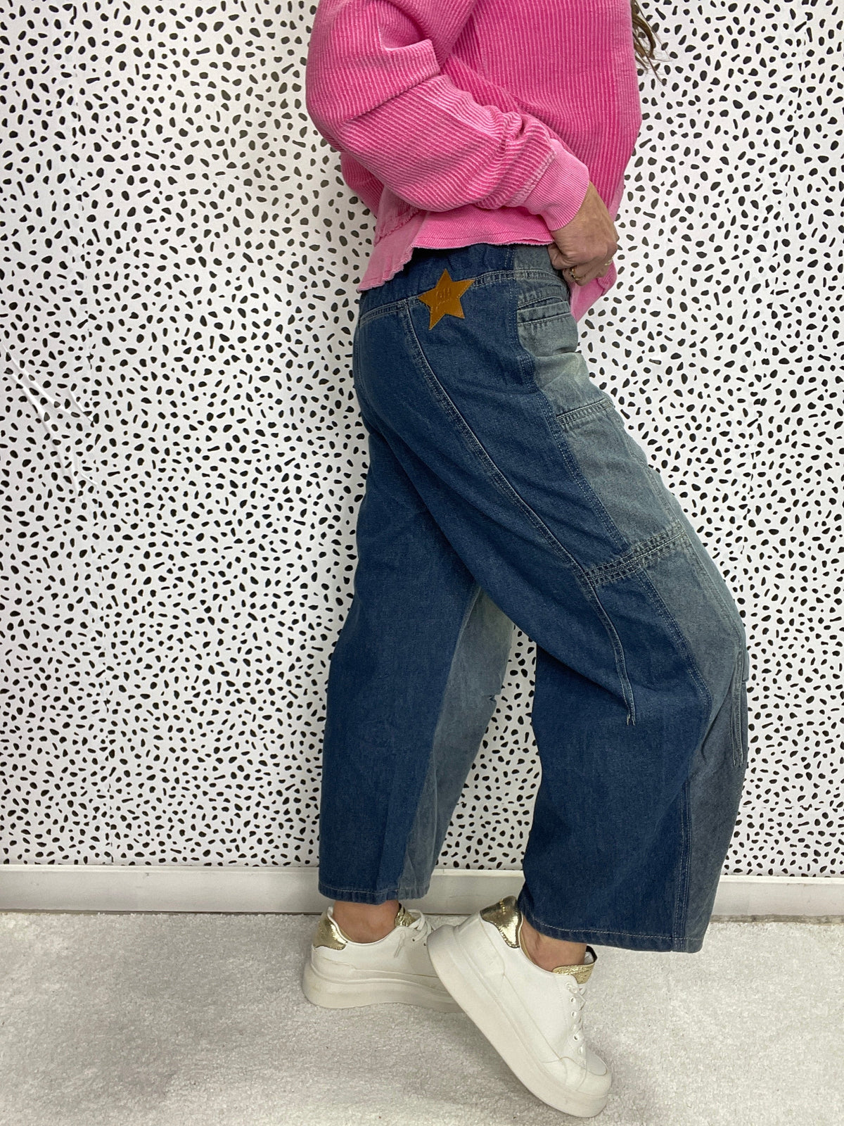Oli & Hali Stacey Two Toned Washed Barrel Jeans 578 In Denim *Final Sale*