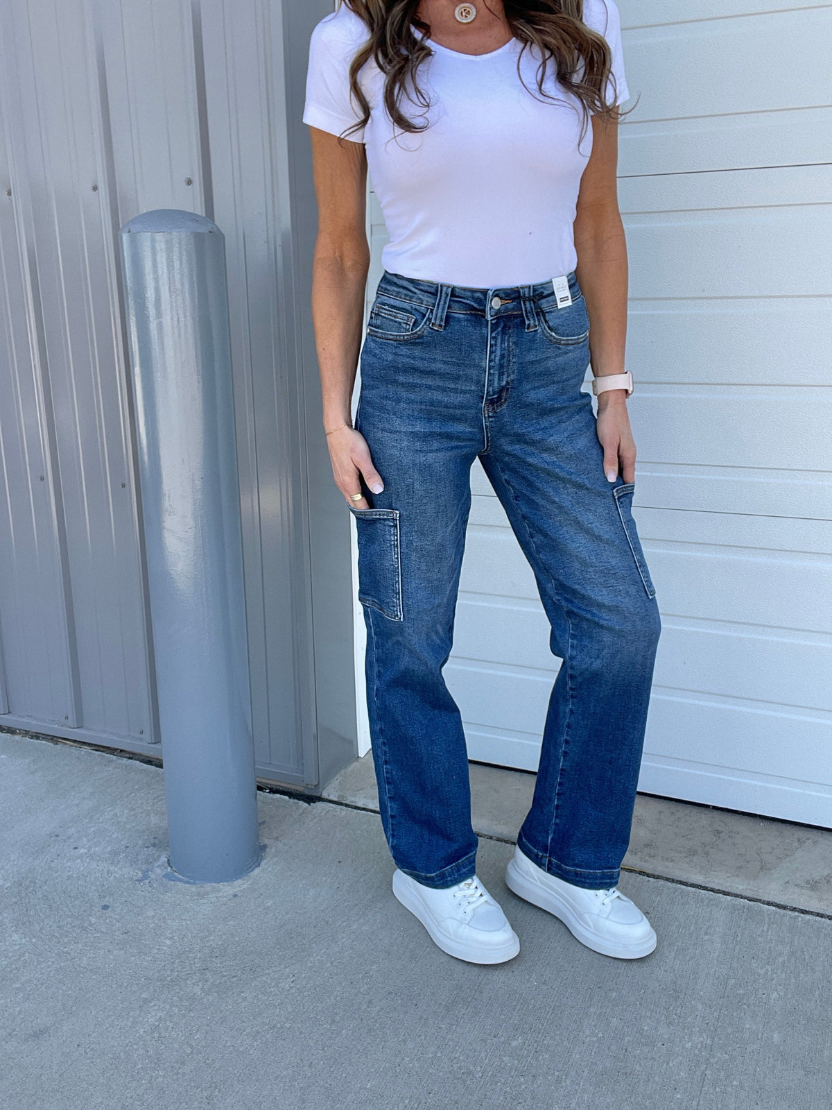 Judy Blue Ginny Wide Leg Cargo Jeans With Back Flap Pockets 725