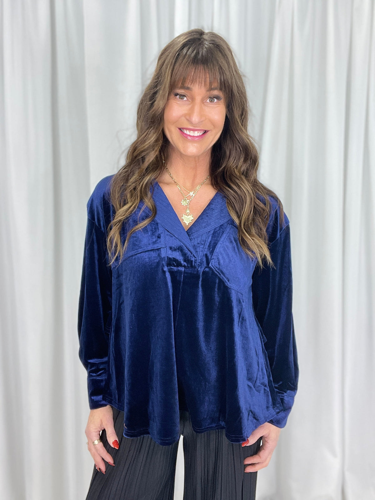 Carry Me Home Top In Navy *Final Sale*