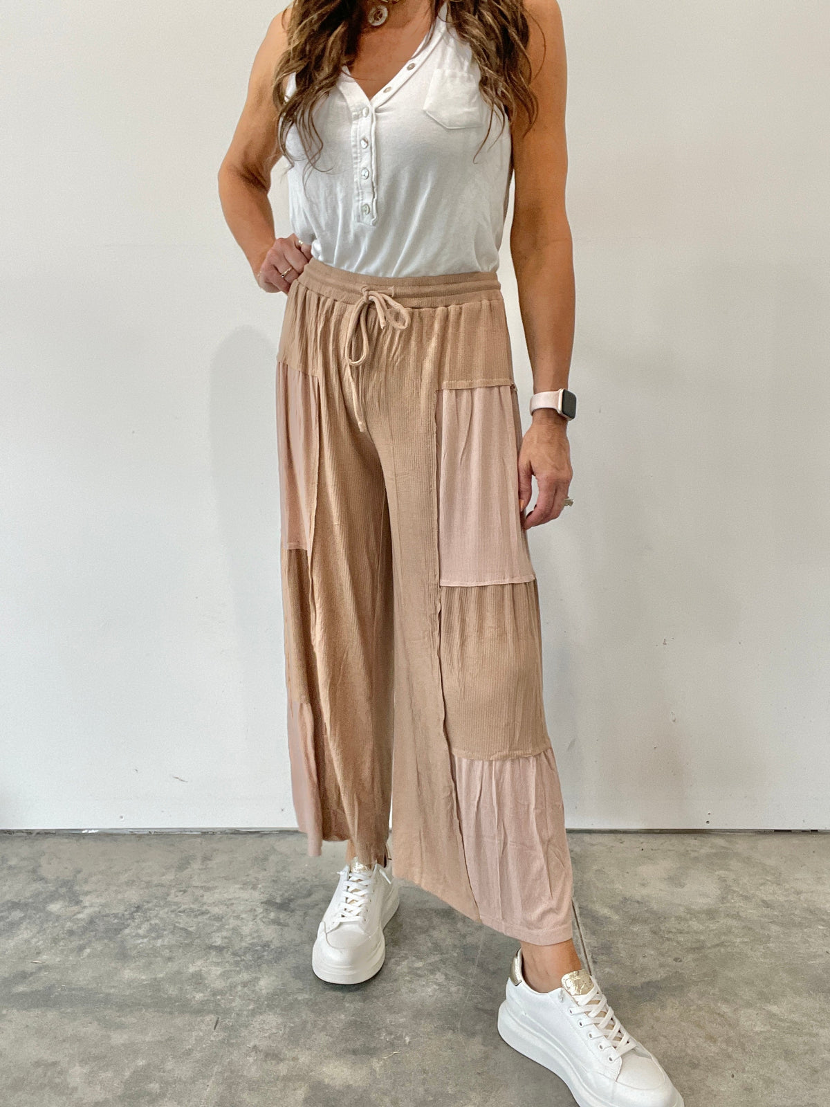 Pol A Little Bit Of Paradise Wide Leg Crop Pants In 5 Colors: Black, Grey, Pink, Mocha, Ivory