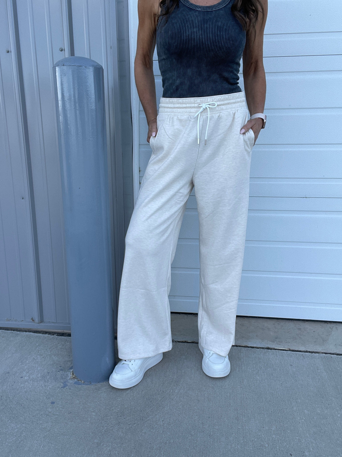 On Top Of It Scuba Drawstring Pants In 4 Colors: Black, Indigo, Beige, Blue Grey *Final Sale*
