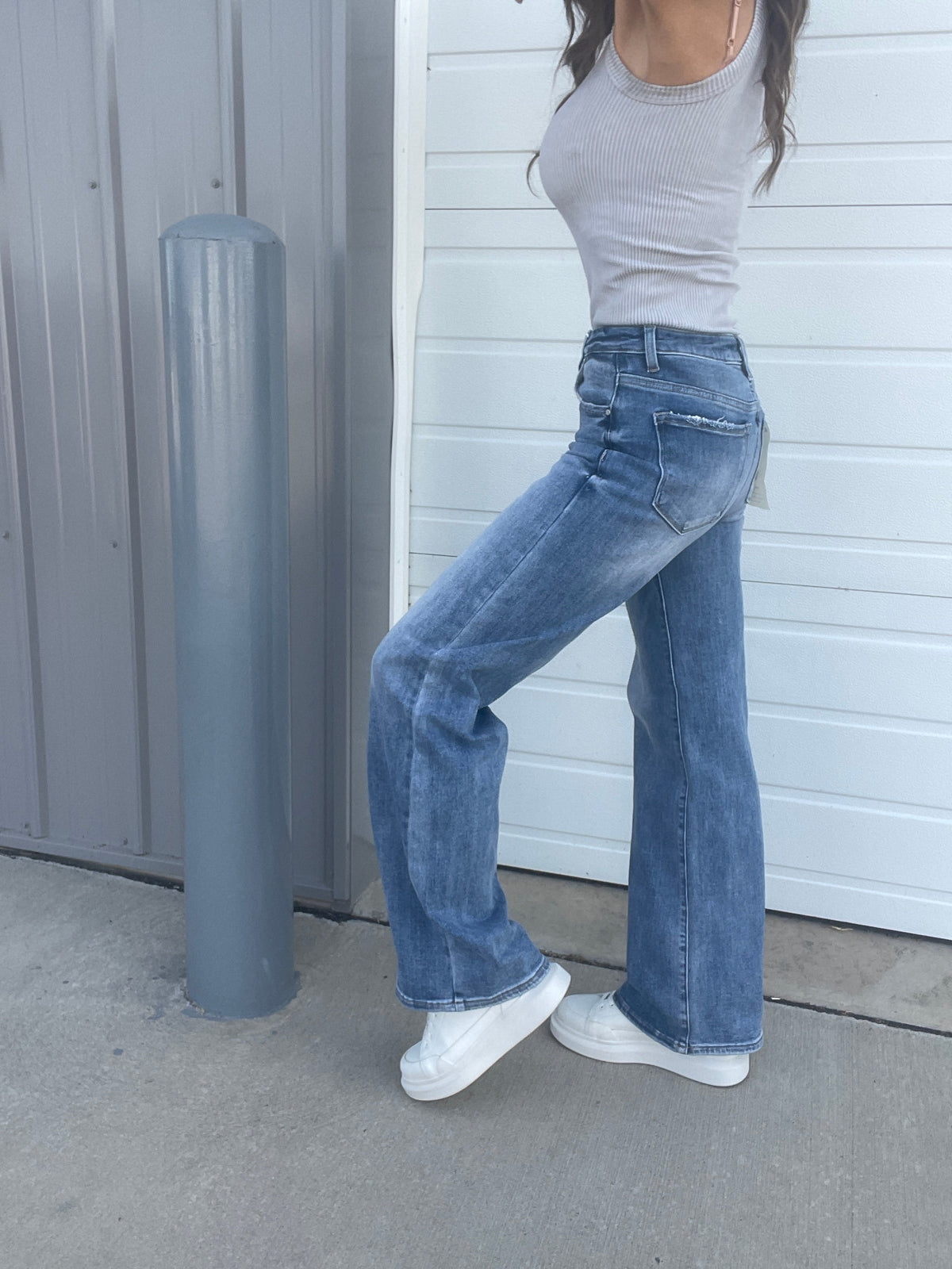 Risen Sandi Mid Rise Wide Leg Jeans 304 In Medium