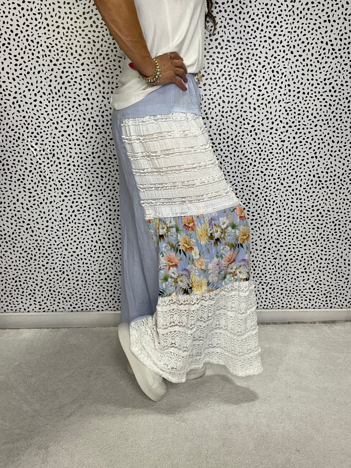 POL Patchwork Petals Flare Legs Pants In 3 Colors