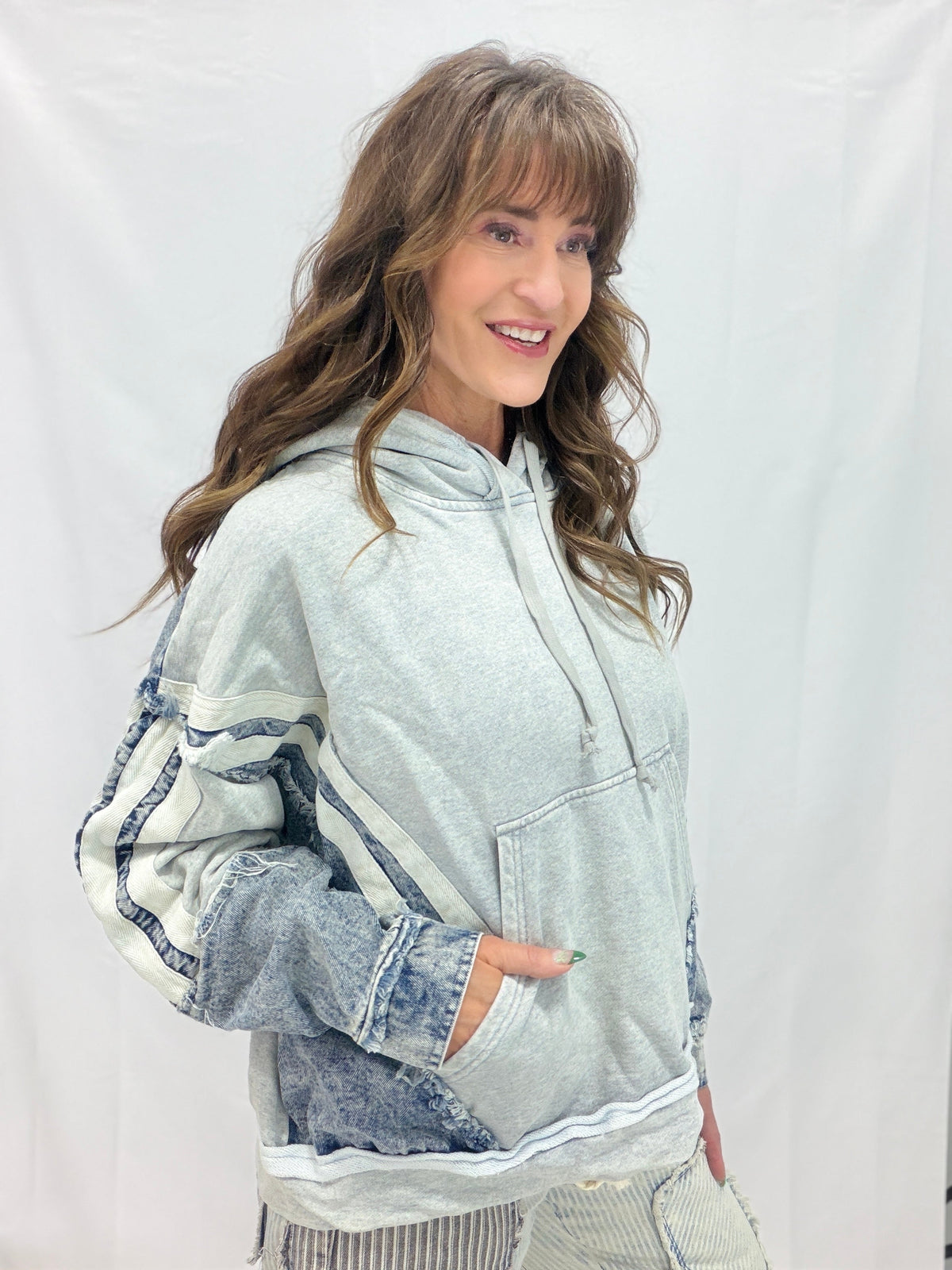 Oli & Hali Denim Edge Hoodie in 2 Colors