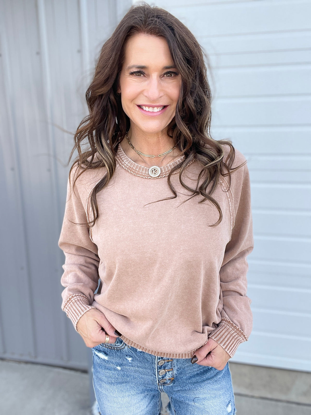 Wait For You Mineral Washed Pullover In 3 Colors: Camel, Olive, Mocha *Final Sale*