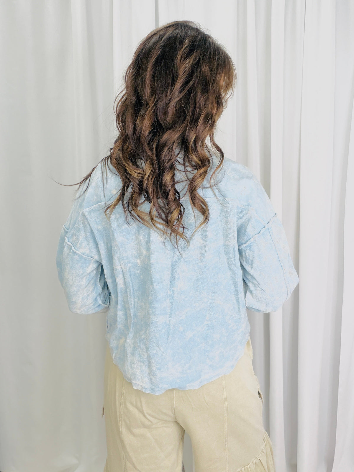 Vintage Washed Patchwork Shirt In Blue