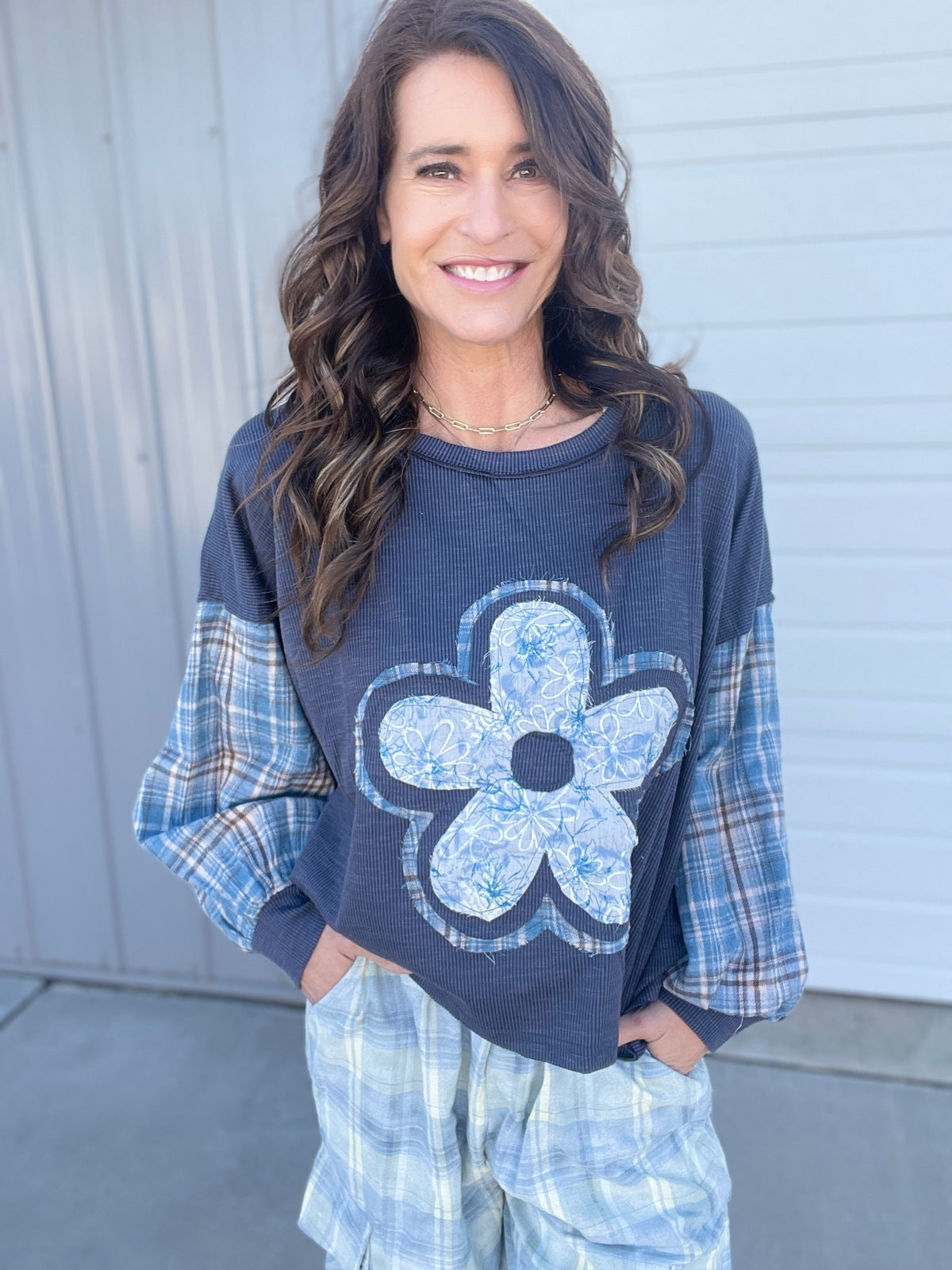 POL Rustic Bloom Knit Top In 4 Colors: Sage, Mocha, Rose *Final Sale*