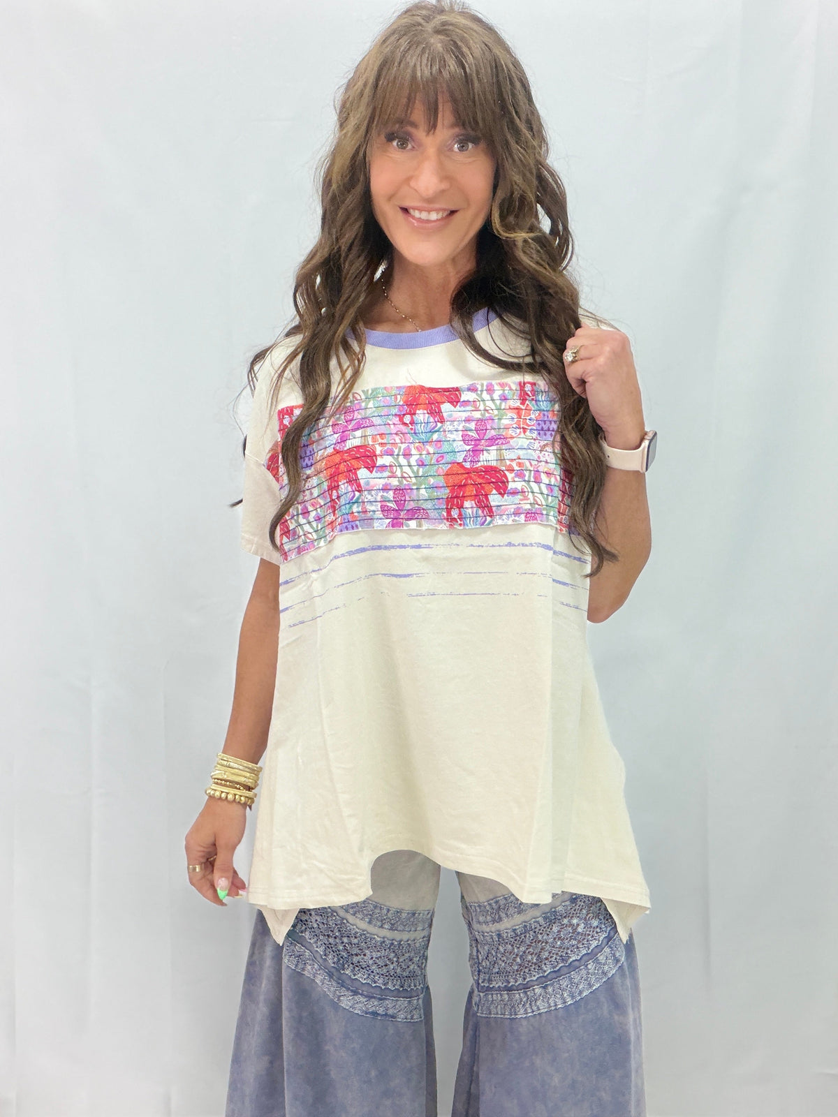 Touch Of The Tropics Sharkbite Hem Top In 2 Colors