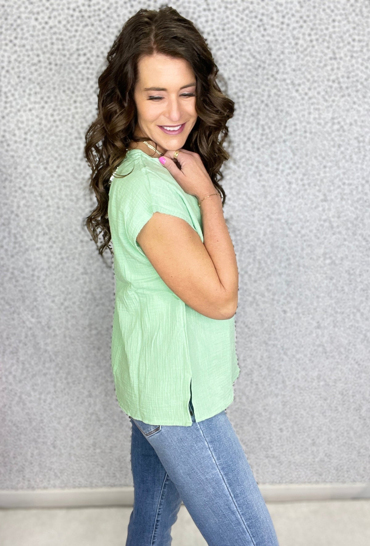 Gauze Easy Breezy Top In Mocha, Aqua, Pink, Sage