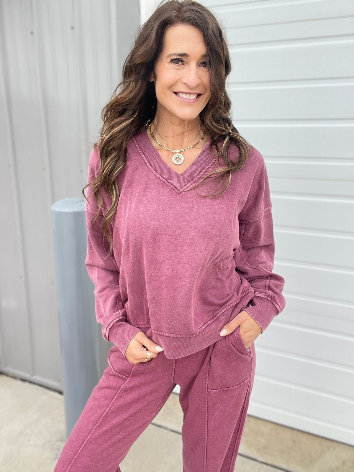 A Million Reasons Why V Neck Comfy Knit Long Sleeve Top In 6 Colors: Olive, Black, Mocha, Blue, Rose, Wine *Final Sale*