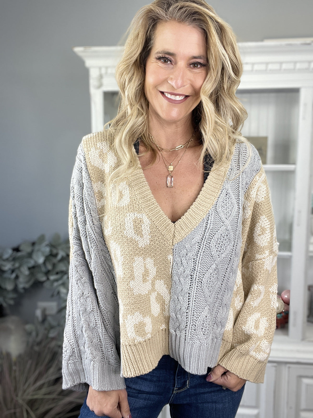 POL Mix Up Cable Knit Animal Sweater *Final Sale*