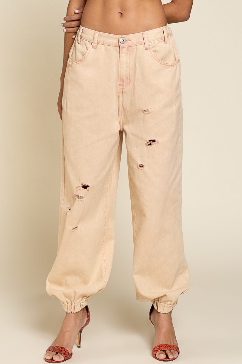 POL Check The Beat Distressed Jogger Pants In 3 Colors