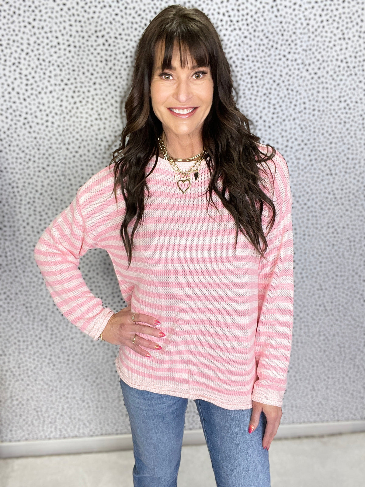 Delightful Days Long Sleeve Striped Knit Top