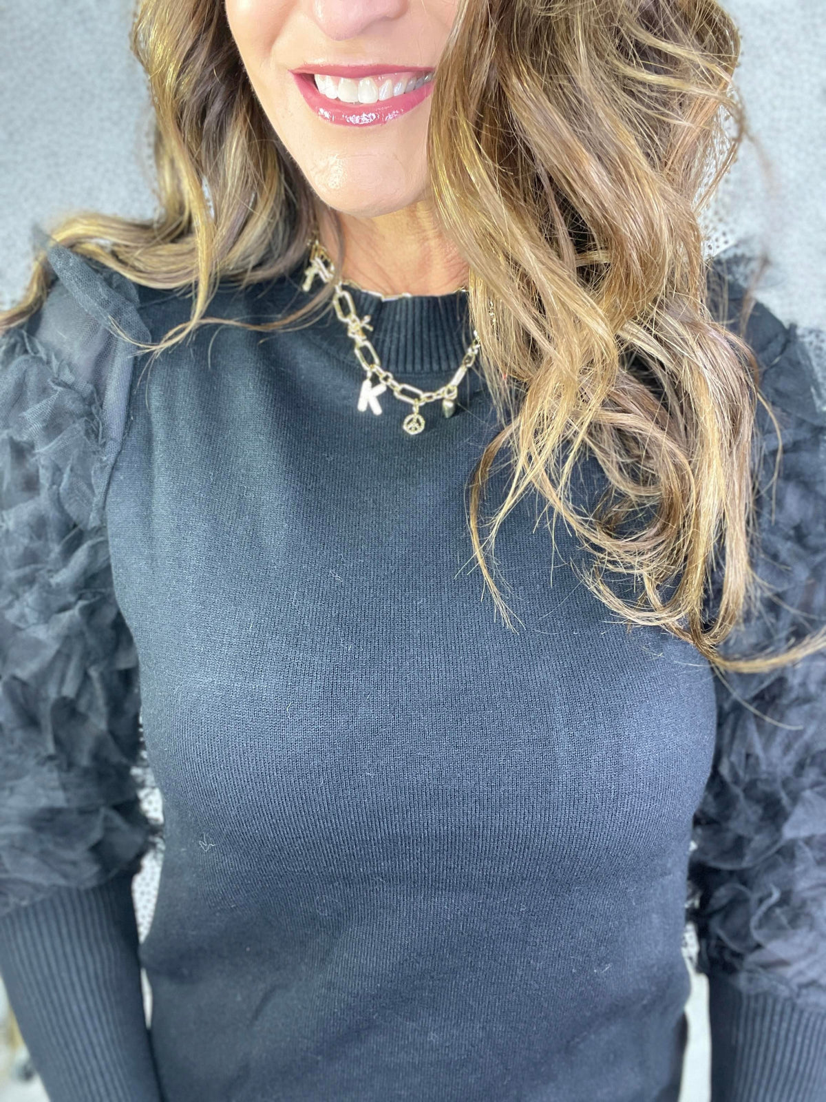 An Enchanted Evening Tiered Lace Sleeve Sweater