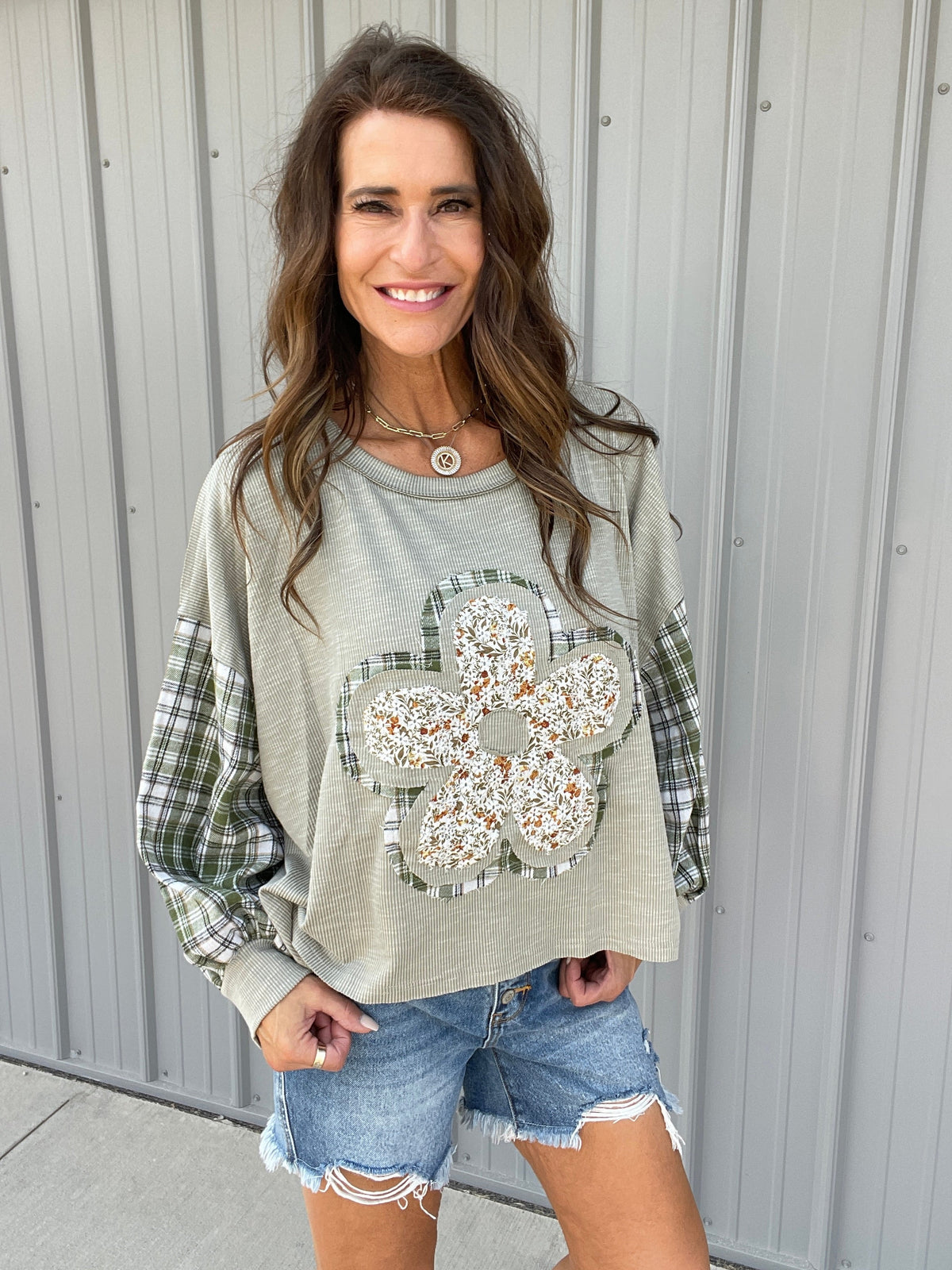 POL Rustic Bloom Knit Top In 4 Colors: Sage, Mocha, Rose *Final Sale*